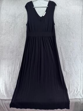 LOFT Dress Womens XL Black A-Line Maxi Sleeveless V-Neck Smocked Waist Vacation